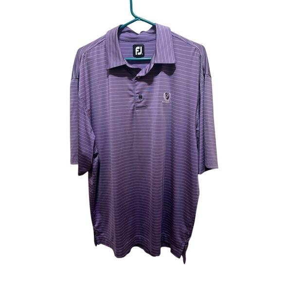 FootJoy Golf Polo Shirt Men's Purple Striped Pinecrest Country Club sz Large - Picture 1 of 7